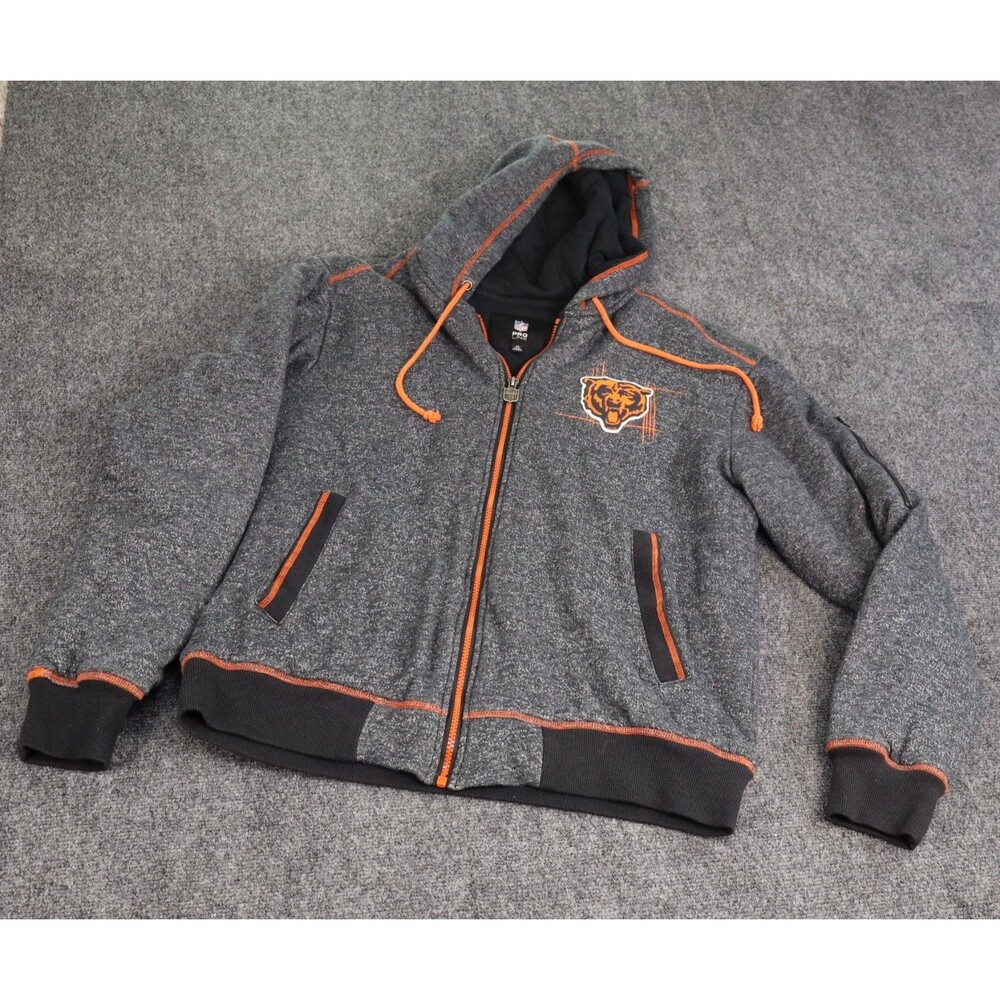 NFL Pro Line Chicago Bears Zip-Up Hoodie Grey Marled Medium Gorpcore Streetwear